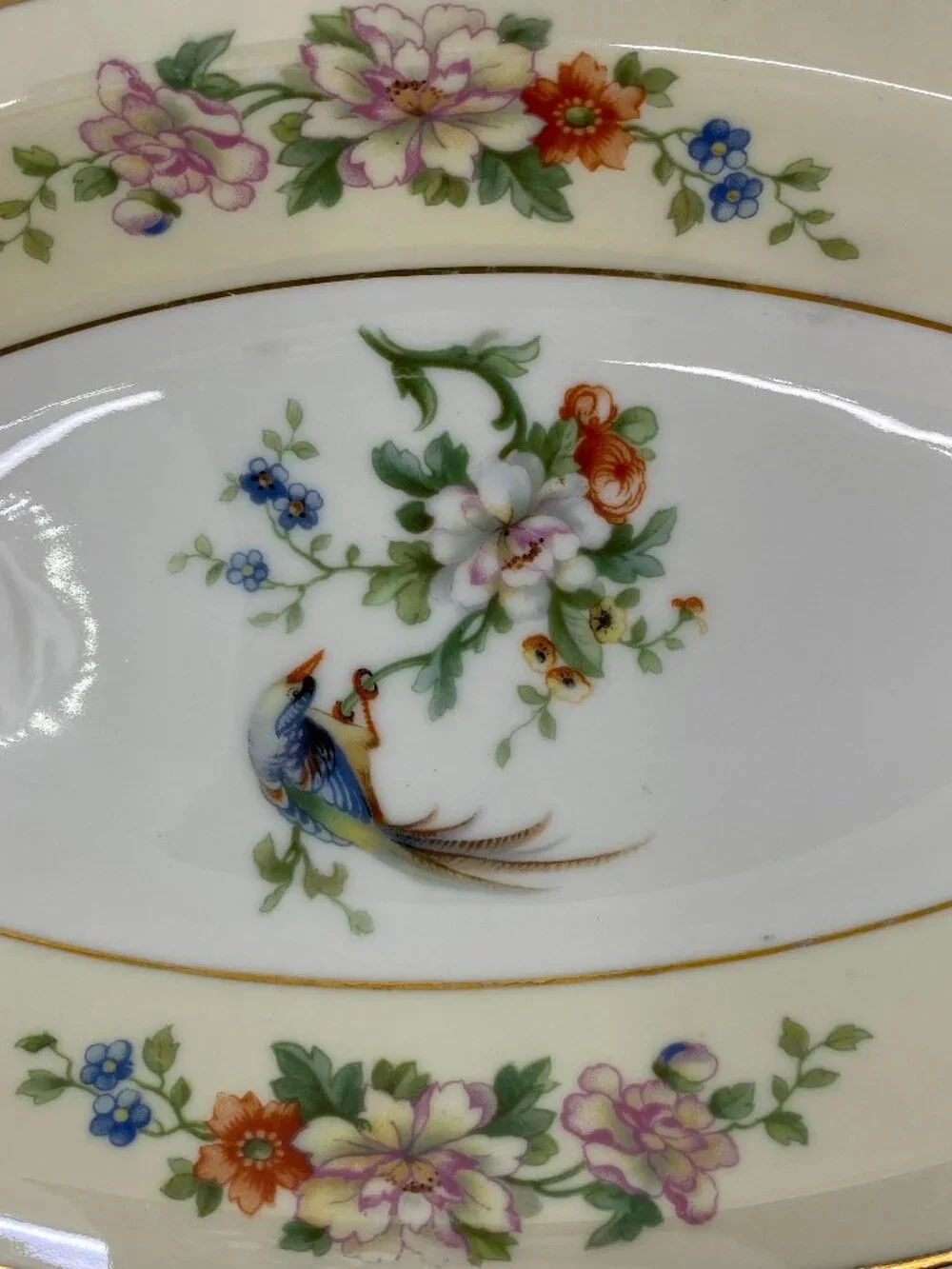 Antique 1920's Imperial Heinrich & Co Selb Bavaria Relish Dish Songbird